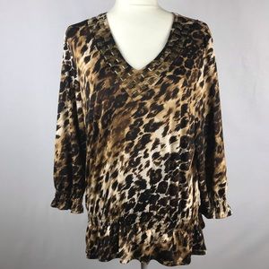 Valerie Stevens Animal Print Large Blouse